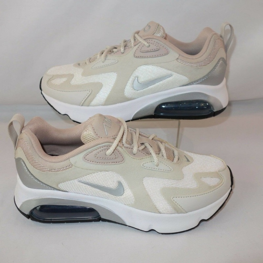 New Nike Air Max 200 White Metallic Silver Shoes CJ0629-102 Women's 7 Kids 5